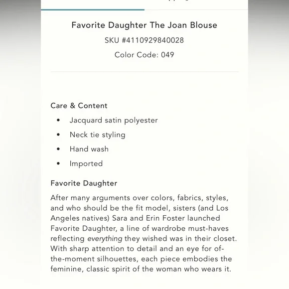 NWT Favorite Daughter The Joan Neck Tie Blouse Jacquard BLUE L - Picture 6 of 15